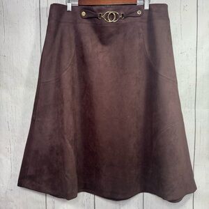 Marc New York Brown Faux Suede A Line Skirt Womens XL Elegant Minimalist Fall